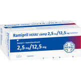 Abbildung: Ramipril Hexal comp. 2,5 mg / 12,5 mg Tabletten Tabletten, 50 St PZN 00762431