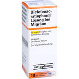 Abbildung: Diclofenac ratiopharm Lösung bei Migräne Tropfen zum Einnehmen, 10 ml PZN 01039547