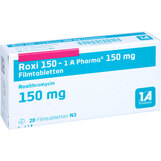 Abbildung: Roxi 150 1A Pharma Filmtabletten Filmtabletten, 20 St PZN 02197426