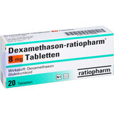 Abbildung: Dexamethason ratiopharm 8 mg Tabletten, 20 St PZN 02214685