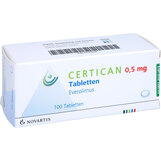 Abbildung: Certican 0,5 mg Tabletten Tabletten, 100 St PZN 02572628