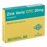 Produktbild Zink Verla® OTC 20 mg Filmtabletten