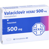 Abbildung: Valaciclovir Hexal 500 mg Filmtabletten Filmtabletten, 10 St PZN 03420257
