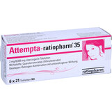 Abbildung: Attempta ratiopharm 35 2mg / 0,035mg überzogene Tabletten Überzogene Tabletten, 6X21 St PZN 03691453