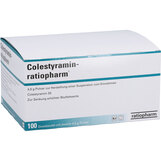 Abbildung: Colestyramin ratiopharm Pulver zur Herstellung einer Suspension zum Einnehmen Pulver zur Herstellung einer Suspension zum Einnehmen, 100 St PZN 03752060