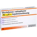 Abbildung: Diclofenac ratiopharm 75 mg / 2 ml Injektionslösung Ampullen Injektionslösung, 10 St PZN 03788299