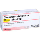 Abbildung: Clomifen ratiopharm 50 mg Tabletten Tabletten, 10 St PZN 03884844
