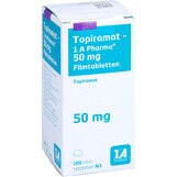 Abbildung: Topiramat 1A Pharma 50 mg Filmtabletten Filmtabletten, 200 St PZN 05369230