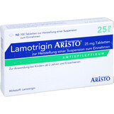 Abbildung: Lamotrigin Aristo 25 mg Tabletten z.Her.einer Suspension zum Einnehmen Tablette zur Herstellung einer Suspension zum Einnehmen, 100 St PZN 05510912