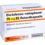 Abbildung: Diclofenac ratiopharm 75 mg SL Retardkapseln Retard-Kapseln, 50 St PZN 07130527