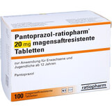Abbildung: Pantoprazol ratiopharm 20 mg magensaftresistent Tabletten Tabletten magensaftresistent, 100 St PZN 07189704