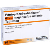 Abbildung: Pantoprazol ratiopharm 40 mg magensaftresistent Tabletten Tabletten magensaftresistent, 60 St PZN 07189756