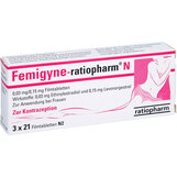 Abbildung: Femigyne ratiopharm N Filmtabletten Filmtabletten, 3X21 St PZN 07424341