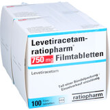 Abbildung: Levetiracetam ratiopharm 750 mg Filmtabletten Filmtabletten, 200 St PZN 08814133