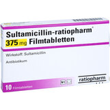 Abbildung: Sultamicillin ratiopharm 375 mg Filmtabletten Filmtabletten, 10 St PZN 08837281
