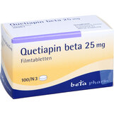 Abbildung: Quetiapin beta 25 mg Filmtabletten Filmtabletten, 100 St PZN 09284588