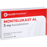 Abbildung: Montelukast AL 5 mg Kautabletten Kautabletten, 20 St PZN 09718420