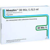 Abbildung: Nivestim 30 Mio.E / 0,5ml Injektion / Infusionslösung in einer Fertigsp. Injektions-/Infusionslösung, 5 St PZN 12566959
