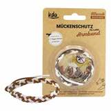 Produktbild M&uuml;ckenschutz Armband PU Leder braun / wei&szlig; KDA