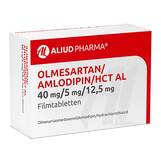 Abbildung: Olmesartan / Amlodipin / HCT AL 40 mg / 5 mg / 12,5 mg Fta Filmtabletten, 56 St PZN 16736134