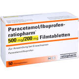 Abbildung: Paracetamol / Ibuprofen-ratiopharm 500 mg / 200 mg Fta Filmtabletten, 50 St PZN 16783493