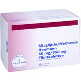 Abbildung: Sitagliptin / Metformin Heumann 50 mg / 850 mg Fta Filmtabletten, 56 St PZN 17954324
