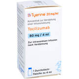 Abbildung: Tyenne 20 mg / ml 80 mg Konzentrat zur Herstellung einer Infusionslösung Infusionslösungskonzentrat, 1 St PZN 18817552