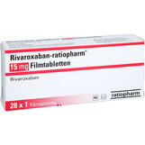 Abbildung: Rivaroxaban-ratiopharm 15 mg Filmtabletten Filmtabletten, 28 St PZN 18826798
