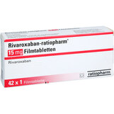 Abbildung: Rivaroxaban-ratiopharm 15 mg Filmtabletten Filmtabletten, 42 St PZN 18826806
