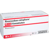 Abbildung: Rivaroxaban-ratiopharm 15 mg Filmtabletten Filmtabletten, 98 St PZN 18826812