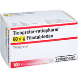 Abbildung: Ticagrelor-ratiopharm 60 mg Filmtabletten Filmtabletten, 100 St PZN 19420012
