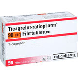 Abbildung: Ticagrelor-ratiopharm 90 mg Filmtabletten Filmtabletten, 56 St PZN 19420058