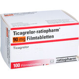 Abbildung: Ticagrelor-ratiopharm 90 mg Filmtabletten Filmtabletten, 100 St PZN 19420064