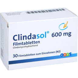 Abbildung: Clindasol 600 mg Filmtabletten 30 St, Filmtabletten PZN 00010518