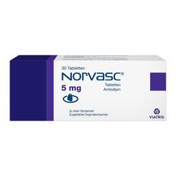 Abbildung: Norvasc 5 mg Tabletten 30 St, Tabletten PZN 00011162