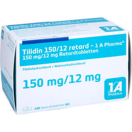Abbildung: Tilidin 150 / 12 mg retard 1A 100 St, Retard-Tabletten PZN 00011788