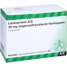 Abbildung: Lansoprazol AbZ 30 mg magensaftresistente Kapseln 98 St, Kapseln magensaftresistent PZN 00012813