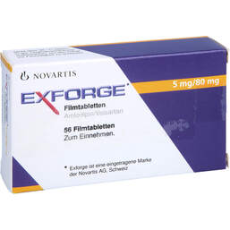 Abbildung: Exforge 5 mg / 80 mg Filmtabletten 56 St, Filmtabletten PZN 00012931