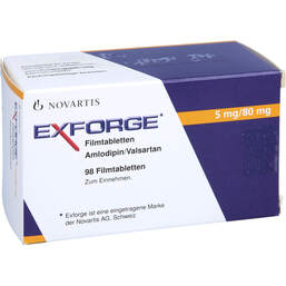 Abbildung: Exforge 5 mg / 80 mg Filmtabletten 98 St, Filmtabletten PZN 00013534
