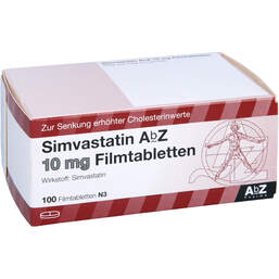 Abbildung: Simvastatin AbZ 10 mg Filmtabletten 100 St, Filmtabletten PZN 00014048