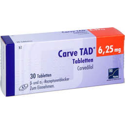Abbildung: Carve TAD 6,25 mg Tabletten 30 St, Tabletten PZN 00014120