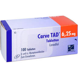 Abbildung: Carve TAD 6,25 mg Tabletten 100 St, Tabletten PZN 00014137
