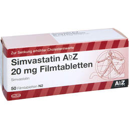 Abbildung: Simvastatin AbZ 20 mg Filmtabletten 50 St, Filmtabletten PZN 00014172