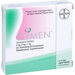 Abbildung: Climen überzogene Tabletten 3X21 St, Überzogene Tabletten PZN 00014367