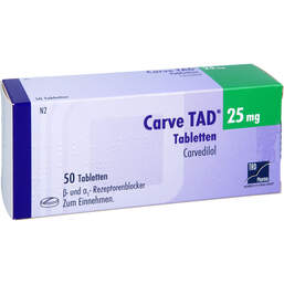 Abbildung: Carve TAD 25 mg Tabletten 50 St, Tabletten PZN 00014717