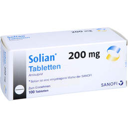 Abbildung: Solian 200 mg Tabletten 100 St, Tabletten PZN 00018431