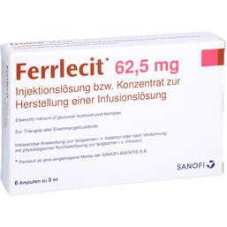 Abbildung: Ferrlecit 62,5 mg Ampullen 6X5 ml, Ampullen PZN 00021628