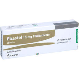 Abbildung: Ebastel 10 mg Filmtabletten 20 St, Filmtabletten PZN 00027140