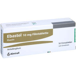Abbildung: Ebastel 10 mg Filmtabletten 50 St, Filmtabletten PZN 00027157