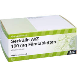 Abbildung: Sertralin AbZ 100 mg Filmtabletten 100 St, Filmtabletten PZN 00031199